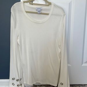 Carmen Marc Valvo cream top sleeves- Belle. Runs long SZ M -excellent condition